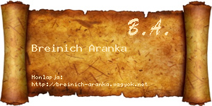 Breinich Aranka névjegykártya
